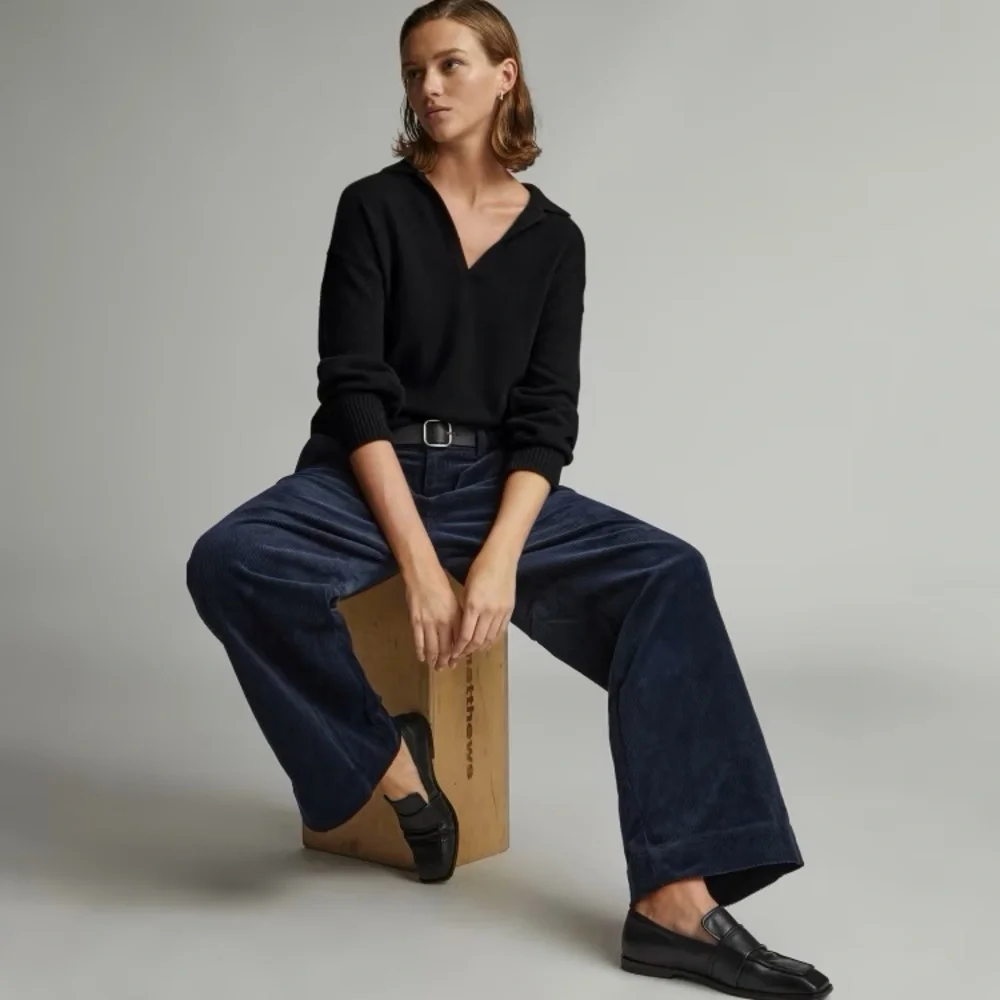 NEW Everlane Women’s Cashmere Polo Black Sweater Size XSmall - Picture 3 of 14